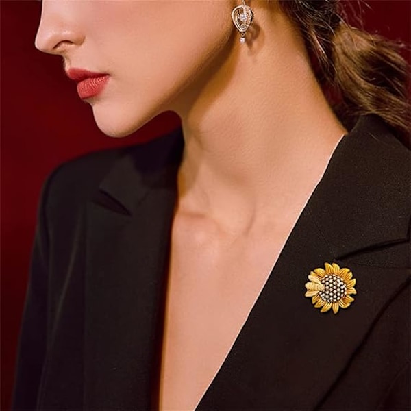 Tegneserie Solsikke Bi Brosche Krystal Diamant Metal Insekt Blomst Brosche Dyr Lapel Nål Damer Pige Gave Nål Kjole Sjal Taske Klip Sikkerhedsnål Guld
