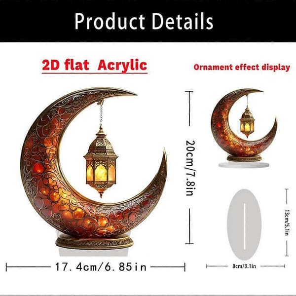 2D Flat Akryl Måneformede Hjemmekontor Skrivebordspynt Feriefest E