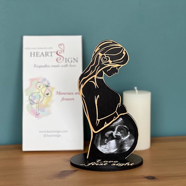 Baby Scan Bilde-ramme - Baby Scan Bilde-ramme Graviditetsgave til nye mødre | Unik Baby Scan Bilde-ramme Graviditetsgave (Brun)