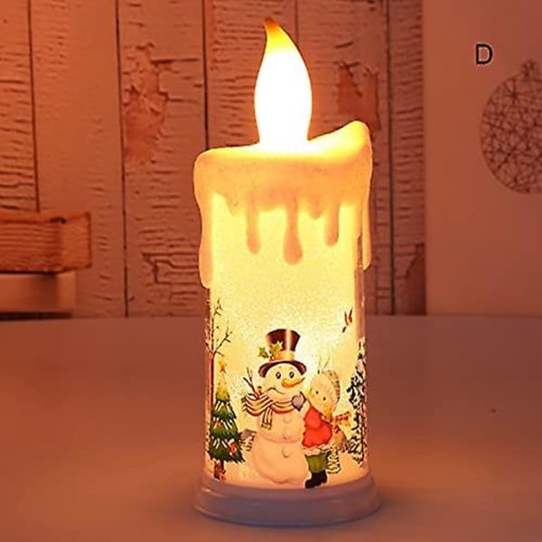 Jul Flammefri stearinlys Mini stearinlys formet Led lanterne Juleelementer Mønster Batteridrevet Jul Dress Up Rekvisitter Desktop Ornamenter (1 stk)