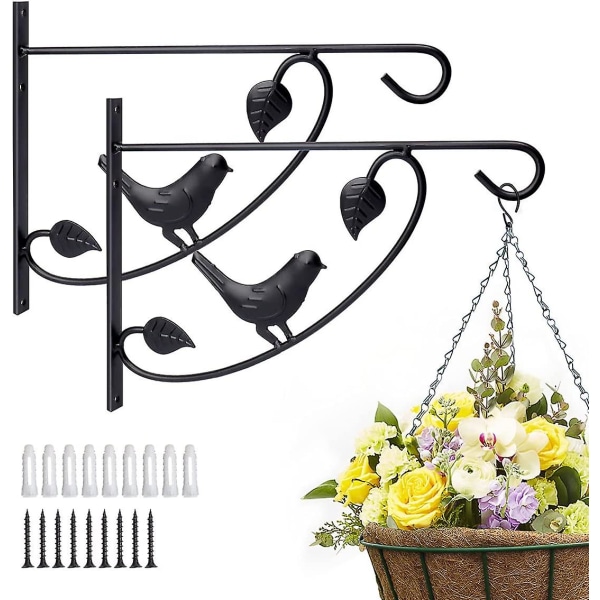 Wall Hanging Basket Brackets, Plant Hooks Hanging Brackets Hooks For Plants Outdoor Indoors, Metal Heavy Duty Bracket Basket Hooks For2pcsblack