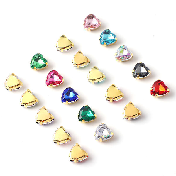 10MM persika hjärta kärlek kristallglas klo diamant diy smycken accessoarer kläder bröllopsskor väska material