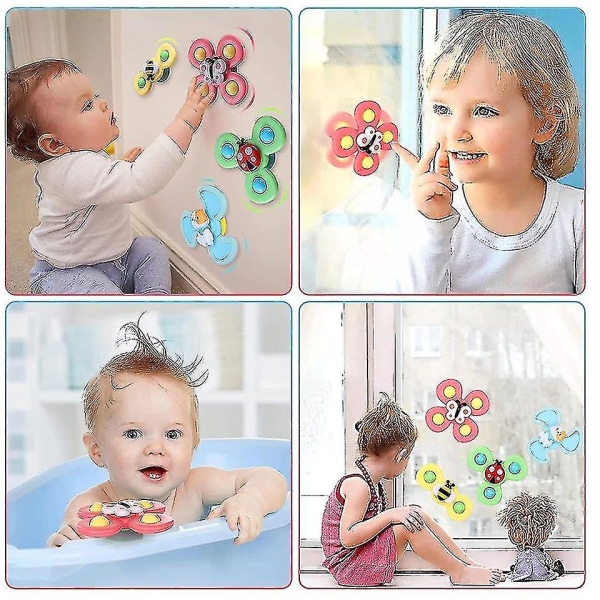 3 st Baby Sugkopps Snurrleksaker Fidget Spinner Badleksaker