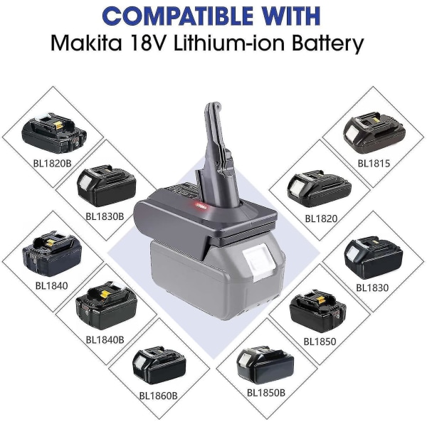 Makita Bl18 Series 18v Lithium Battery Converter Adapter til Dyson V8 Animal Absolute Støvsuger V8 Cordless V8 Fluffy Series