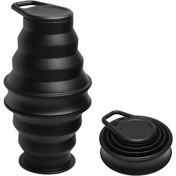 Hopfällbar Vattenflaska 500ml BPA-Fri Läcksäker Hopfällbar Silikonflaska med Anti-Kollaps Ring för Resor Camping Vandring Löpning Sport
