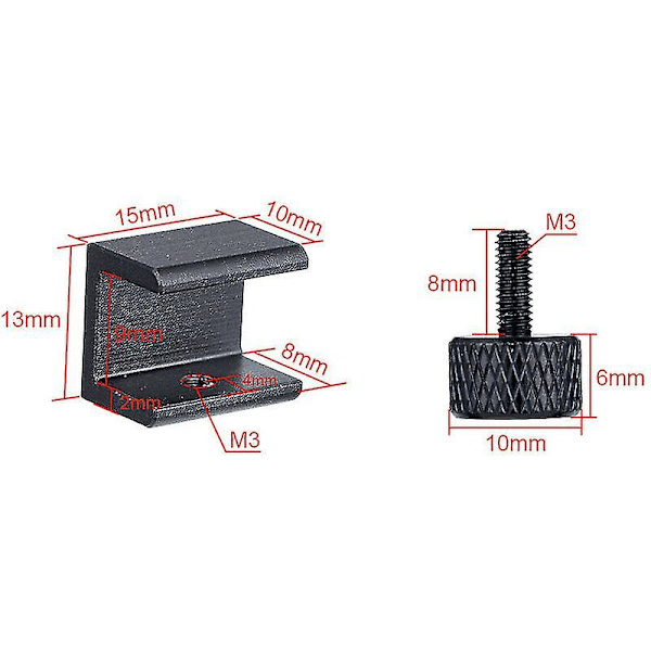 Glas Bedklemmer Glas Hyldebeslag Aluminium Legering 3D Printer Varmebed Glasplatform Monteringsbeslag Justerbar 3D Printer Tilbehør, 4 Stk