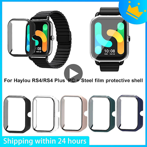 For Haylou Rs4/rs4 Plus Smart Watch Etui Pc+hærdet Glas Skærmbeskytter Fuld Dækning Bumper Etuier Til Kvinder Mænd Ur