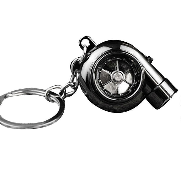 Bil Turbo Spinner Nøkkelring med Ekte Lyd og LED Lys Mini Turbolader Nøkkelring for Bilnøkler A