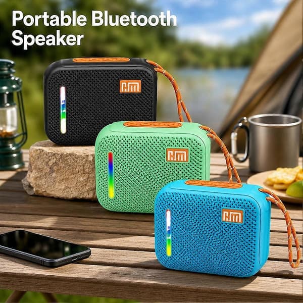 HM-830 Bluetooth-høyttaler Integrerte LED-effekter Flere innganger Bærbart design Black