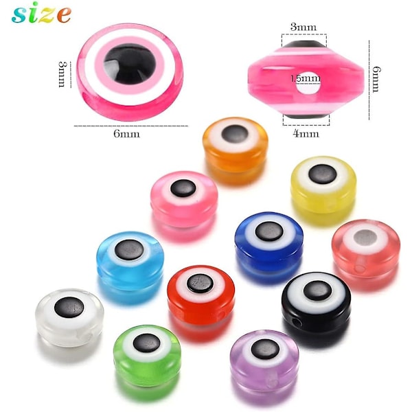 450 stk 15 Farger Ondt Øye Perler Sett Engros Ondt Øye Perler Bulk Ondt Øye Perler Blandet Farge Ondt Øye Perler Diy Håndlagde Perler Charms Resin Ondt Øye Be