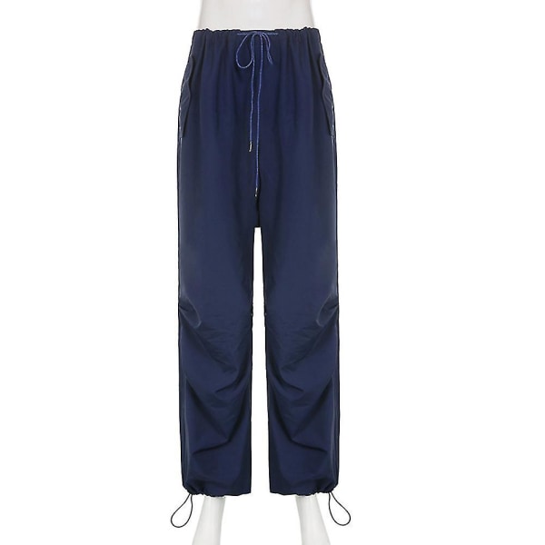 Streetwear Cargo Pants Baggy leveä jalka housut Harajuku Casual matala vyötärö Naisten Solid Basic Löysät lenkkihousut Alaosat