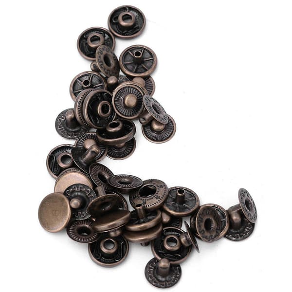 50 sett rene messingtrykknapper Runde knapper Klær Bagasje Dekor Tilbehør (10 mm bronse) YEMAA