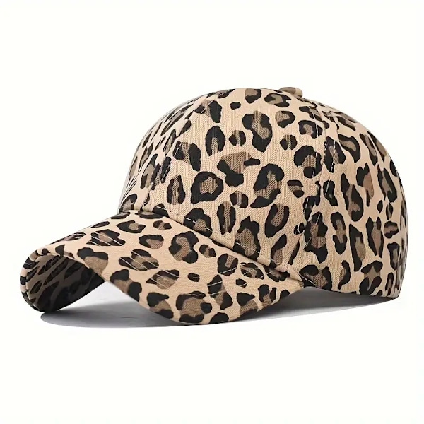 1 stk. Leopardprint Corduroy Baseball Cap - Åndbar og varm hat til efterår og vinter