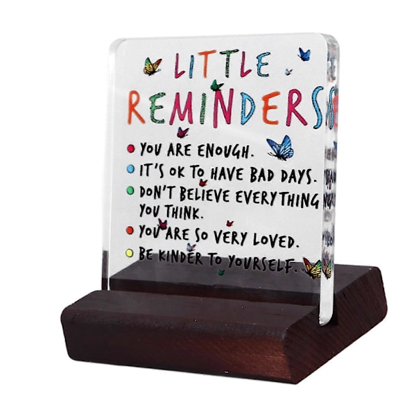 Inspirerende Skrivebords Skilt Opmuntring Cheer Up Transparent Akryl Skrivebord Træ Stativ Dekorativt Skilt til Hjem 4.7 X 4.7 X 0.3in YEMAA