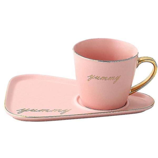 Keraaminen kahvikuppi Pohjoismainen teekuppitarjotin Iltapäiväteesetti Set ilman lusikkaa vaaleanpunainen