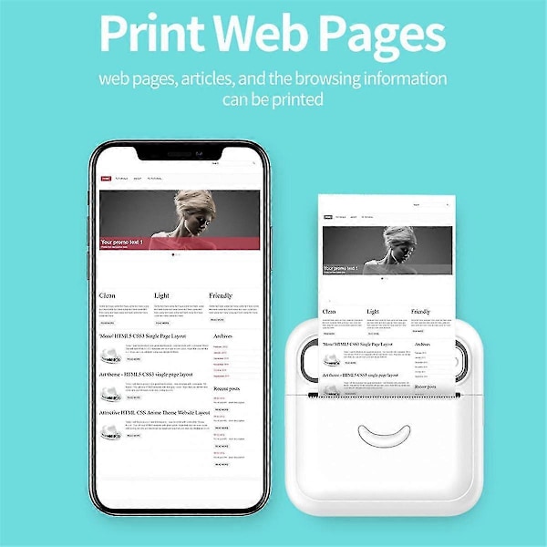 Mini Lommeprinter, Bærbar Bluetooth Termisk Printer, Til Android Eller Ios App, Blækfri Printer Ki