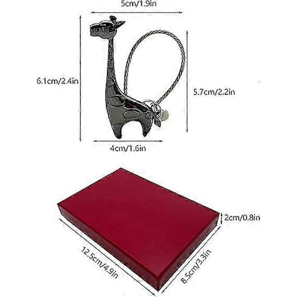 Par Keychain, 1 Par Söt Giraff Keychain Magnetisk Kärlek Keychain Med Aluminium Presentask Par Keychain Flickvän Present (Svart Guld Och Ros