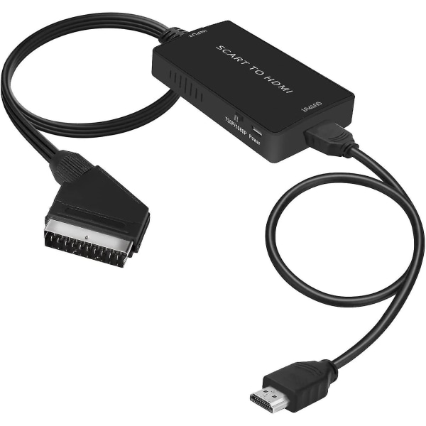 Scart til HDMI-konverter med HDMI-kabel, Full Hd 720p/1080p Switch Video Audio Converter