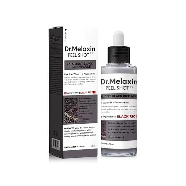 [LLC] Peel Shot Glow Rice Ampul Duo Hvid Ris + Sort Ris Blødgørende Eksfolierende Ansigts- og Kropsskrub (Sort)