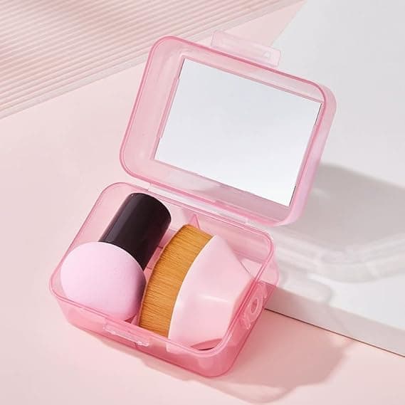 Makeupbørste skønhedsæg med spejl etui multifunktionel makeupbørste