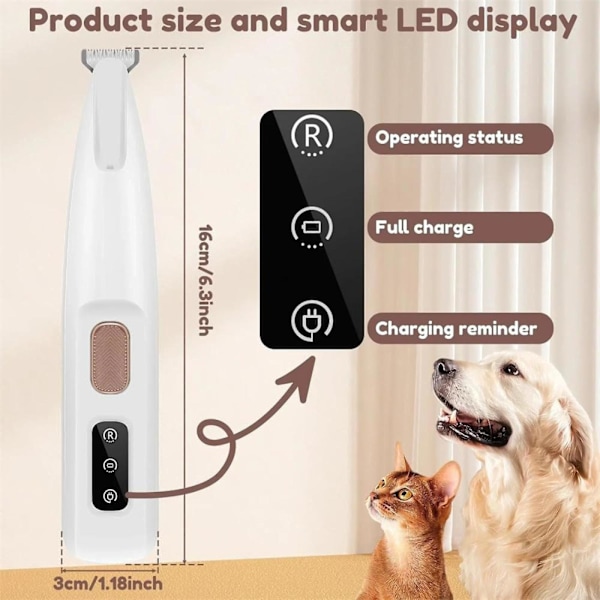 Pet Micro Precision Trimmer, 2024 Ny Oppgradering Hundepot Trimmer med LED-lys, Stille Dyrehår Trimmer, Vanntett Dyreklipper