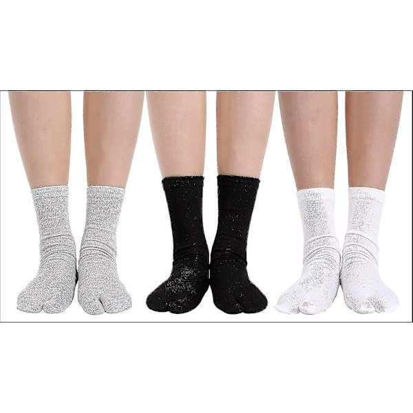 Mid-tube Split-toed Two-finger Socks (sort + Hvid + Grå) 6 Par-mxbc
