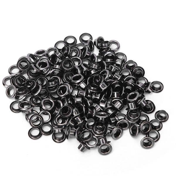 100 Set Mässingöglor Kläder Väska Tillbehör Dubbelsidig 4mm Ögla Grommet Kit Svart