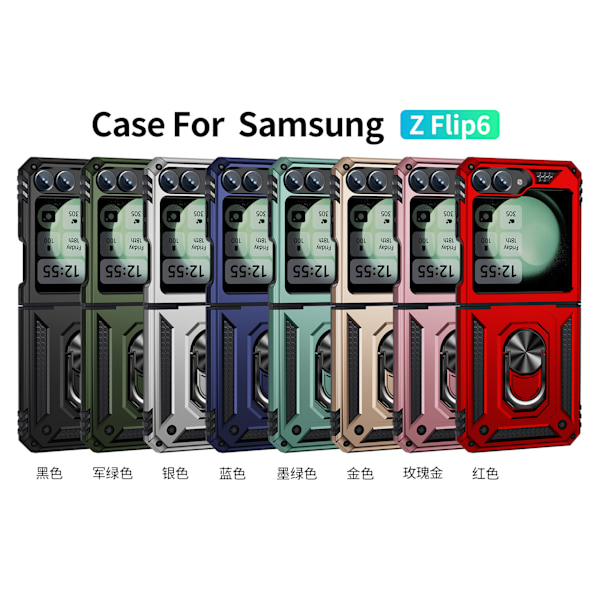 Etui til SAM Z Flip 6 Sergeant op og ned foldbar mobiltelefon med SM magnetisk beslag og faldsikring gray
