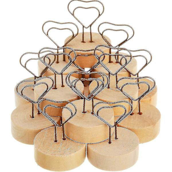 Heart Shaped Wooden Picture Holder, Table Photo Clip Stand(set Of 15