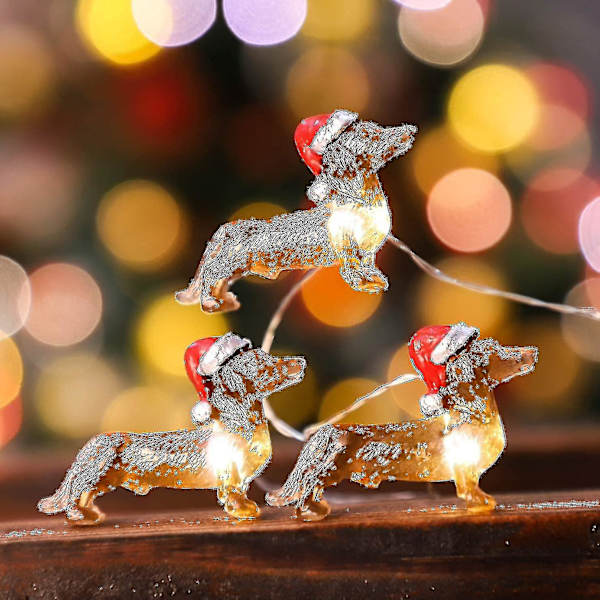 Alg Dachshund Hund Strängljus, Led Batteridriven, Dekorativ Inomhus Julgran - Färg: Med Fjärrkontroll