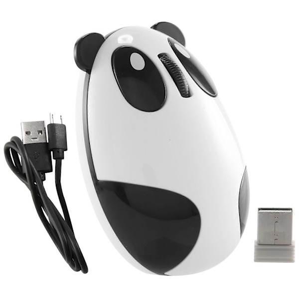 Mykistetty Optinen Hiiri 2.4Ghz Langaton Lataava Hiiri, Piirretty Söpö Panda Hiiri Toimisto Koti Tietokoneen Tarvikkeet - Valkoinen