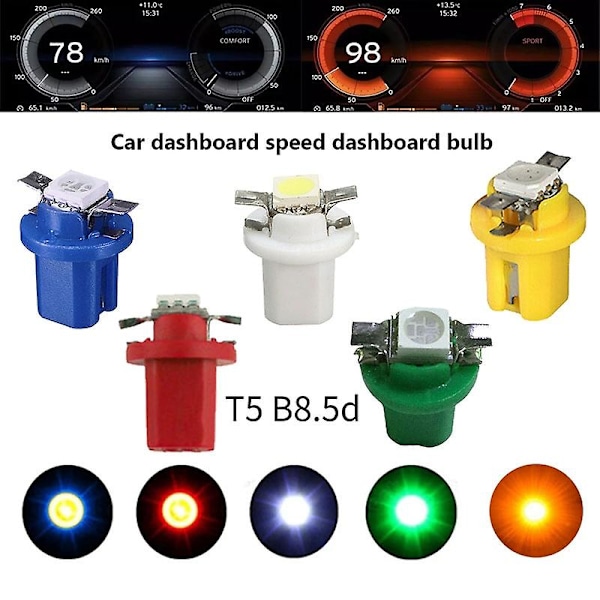 10 st T5 B8.5d LED-billampor Instrumentbelysning Låg Effekt 5050 Smd Billampor Instrumentpanelströmbrytare 12v