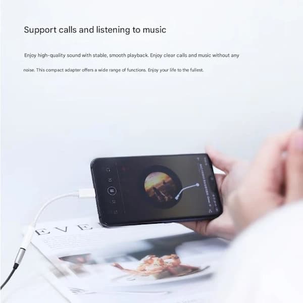 Lightning–3,5 mm AUX - iPhone / Apple - kuulokeadapteri (valkoinen)