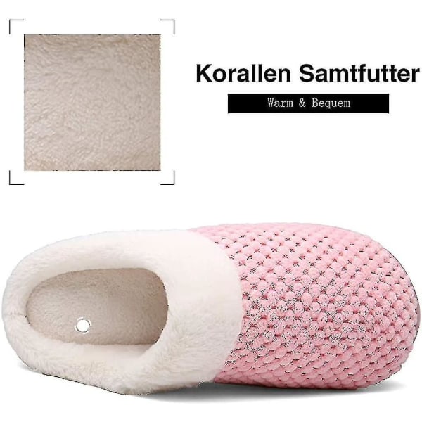 Dam- & Herrtofflor för Vinter, Varma Memory Foam Plüschtofflor, Halksäkra, Storlek 38-39