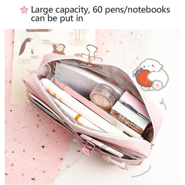 Pencil Case With 3pcs Pins, Aesthetic Pencil Case, School Suppliespurple1pcs