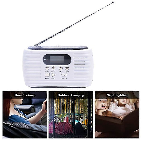 D323 Aurinkoenergialla Toimiva Käsikäyttöinen Radio Kannettava Monitoiminen Korttinäyttö LED-Taskulamppu Radio Ulkoilmaan Hätätilanteisiin