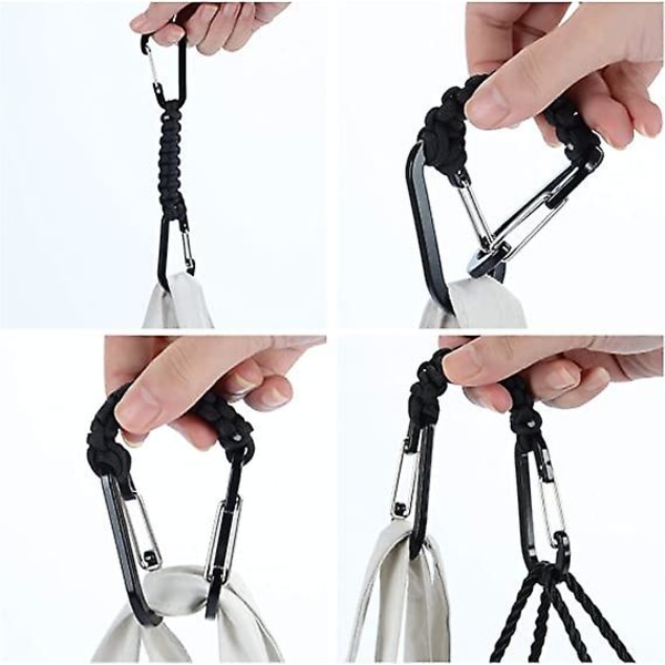 Snap Hook Karabiner Clips, Karabiner Nøglering Flaskeholder Med Faldskærmsledning Kæde Til Drenge Piger Rygsæks Tilbehør Sort 2stk