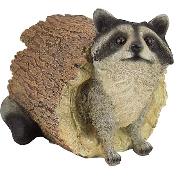 Vaskebjørn Bandit Hage Dyrestatue, 25,5 cm, harpiks, full farge
