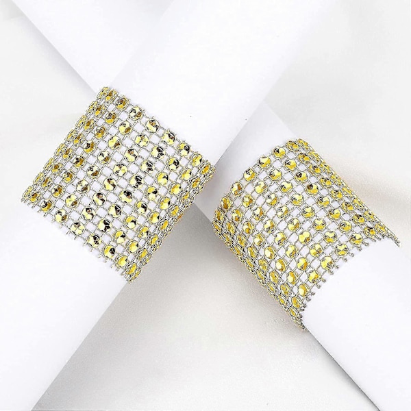 100 st Rhinestone Band Servettringar Blanka Rhinestone Servettringar Bröllop Servettring (guld, 100 st)