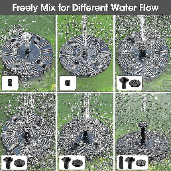 Solcellsdriven fontän, 1,4w solcellsdriven dammpump med 4 effekter | Maximal 70 cm höjd solcellsdriven vattenpump | Solcellsdriven flytande fontänpump
