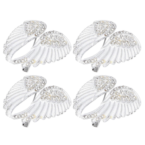 4 stk. Brosche Nål Diamant Engel Vingemønster Sød Mode Lapel Nål Frakke Badge Tilbehør Hvid YEMAA