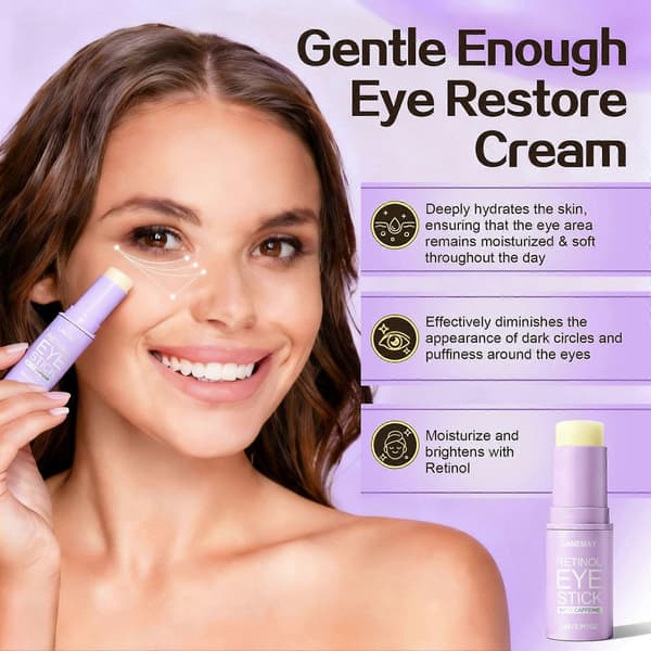 Retinol ögonstift, ögonfuktighetskräm, reducerar effektivt mörka ringar och påsar under ögonen, anti-aging koffein ansiktskräm. 3pcs