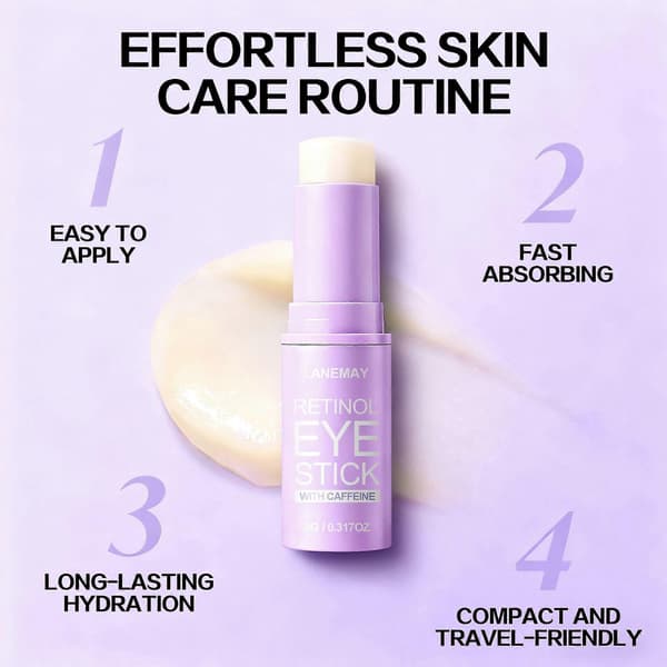 Retinol ögonstift, ögonfuktighetskräm, reducerar effektivt mörka ringar och påsar under ögonen, anti-aging koffein ansiktskräm. 3pcs