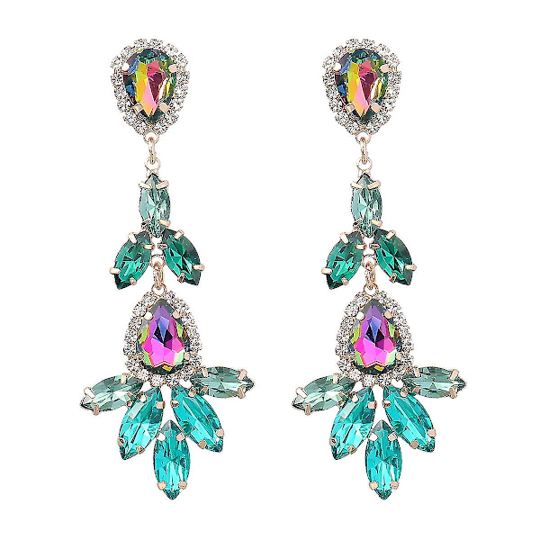 Fashion Colorful Rhinestone Geometric Earrings Luxury Exaggerating Ear