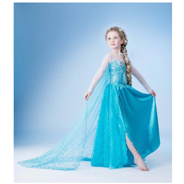 Elsa prinsessklänning + tiara/fläta/handskar 110