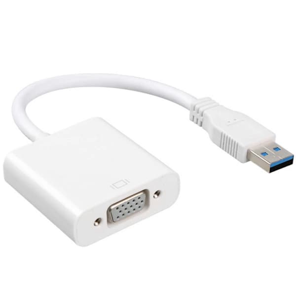 USB til VGA-konverter, high-definition videoadapter, hvid