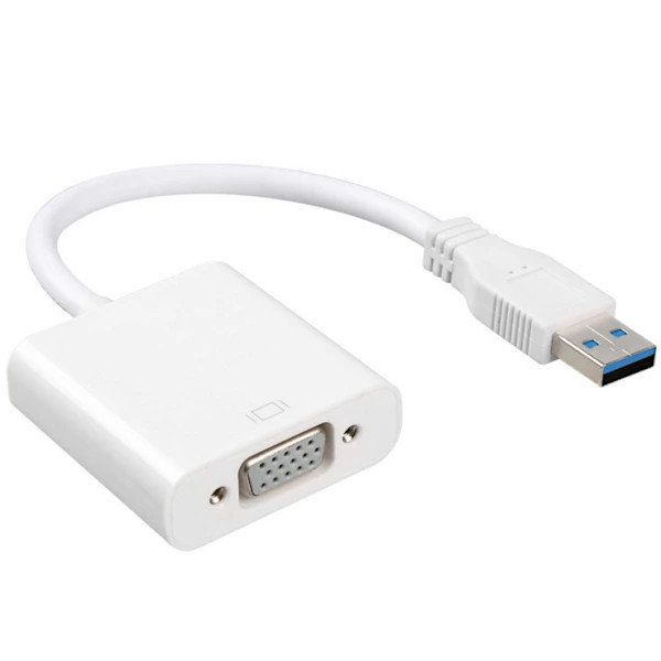 USB til VGA-omformer, HD-videoadapter, hvit