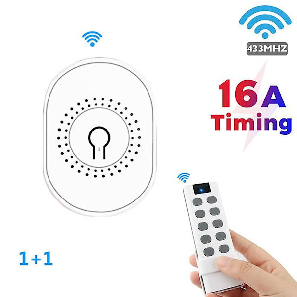 Corui 16a Mini 433mhz To-vejs Tænd/sluk-kontakt Trådløs Fjernbetjening Passer Til Timingsfunktion