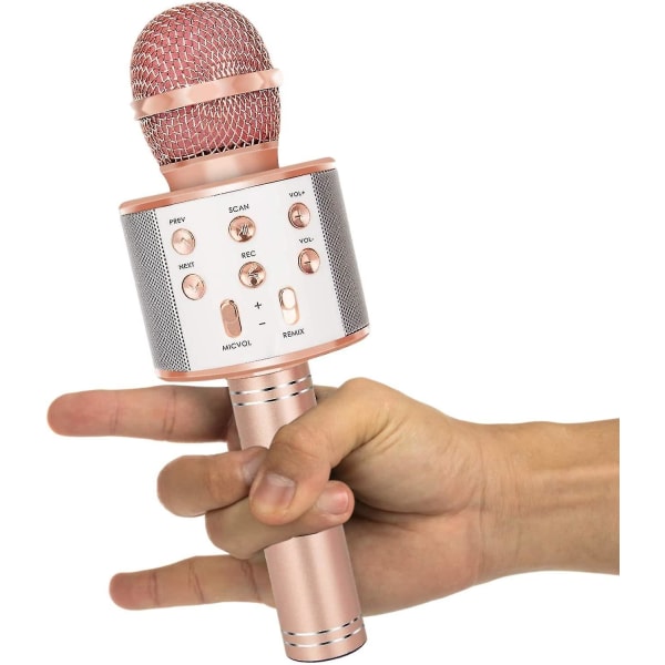 Karaokemikrofon, 4 i 1 trådlös Bluetooth mikrofon, lämplig för sång, inspelning, födelsedagsfest familj