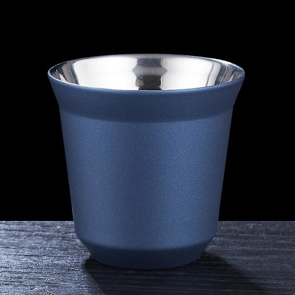 Rostfritt Stål Espresso-kopp Dubbelväggig Isolerad Kaffe-mugg Anti-dropp Dricksglas för Kaffe Vin Cocktails 80ml (mörkblå 1st